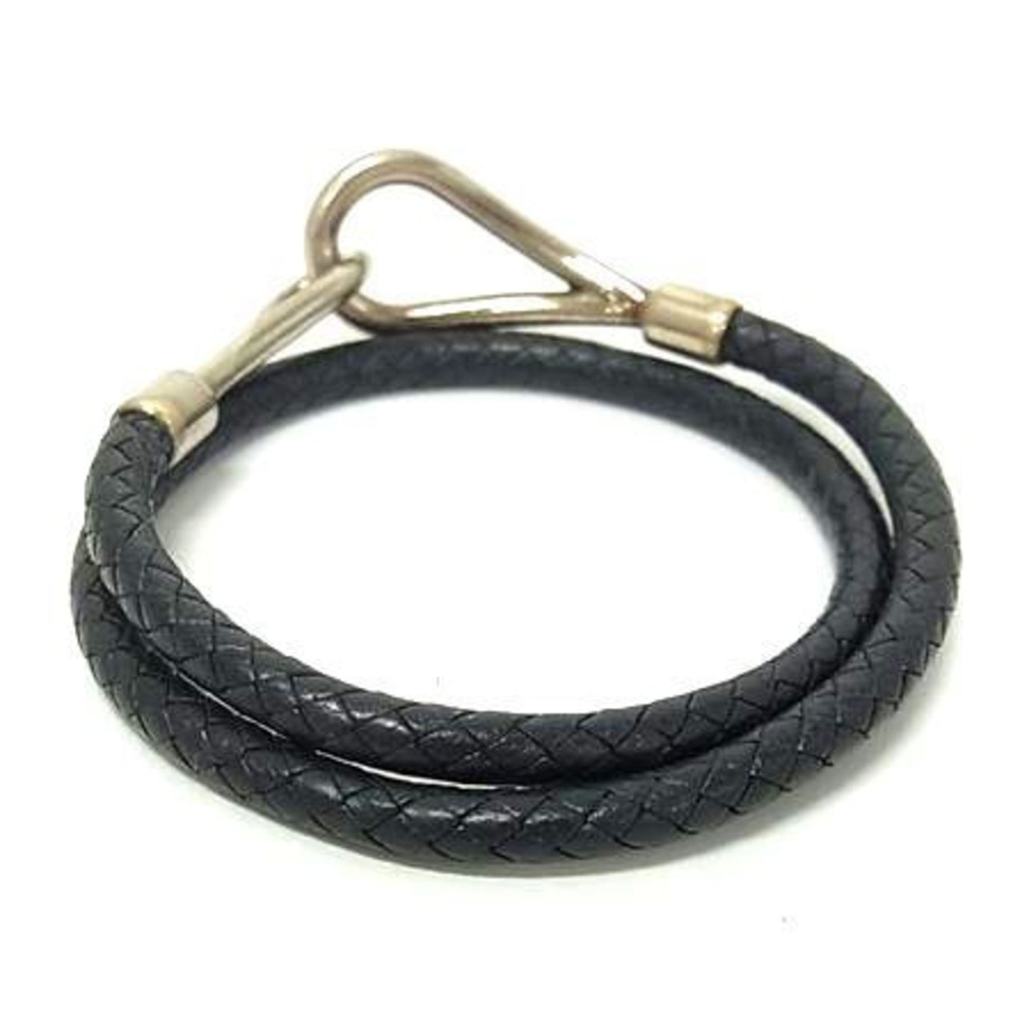 HERMES Jumbo Choker - Black Leather Double Bracelet for Men and Women