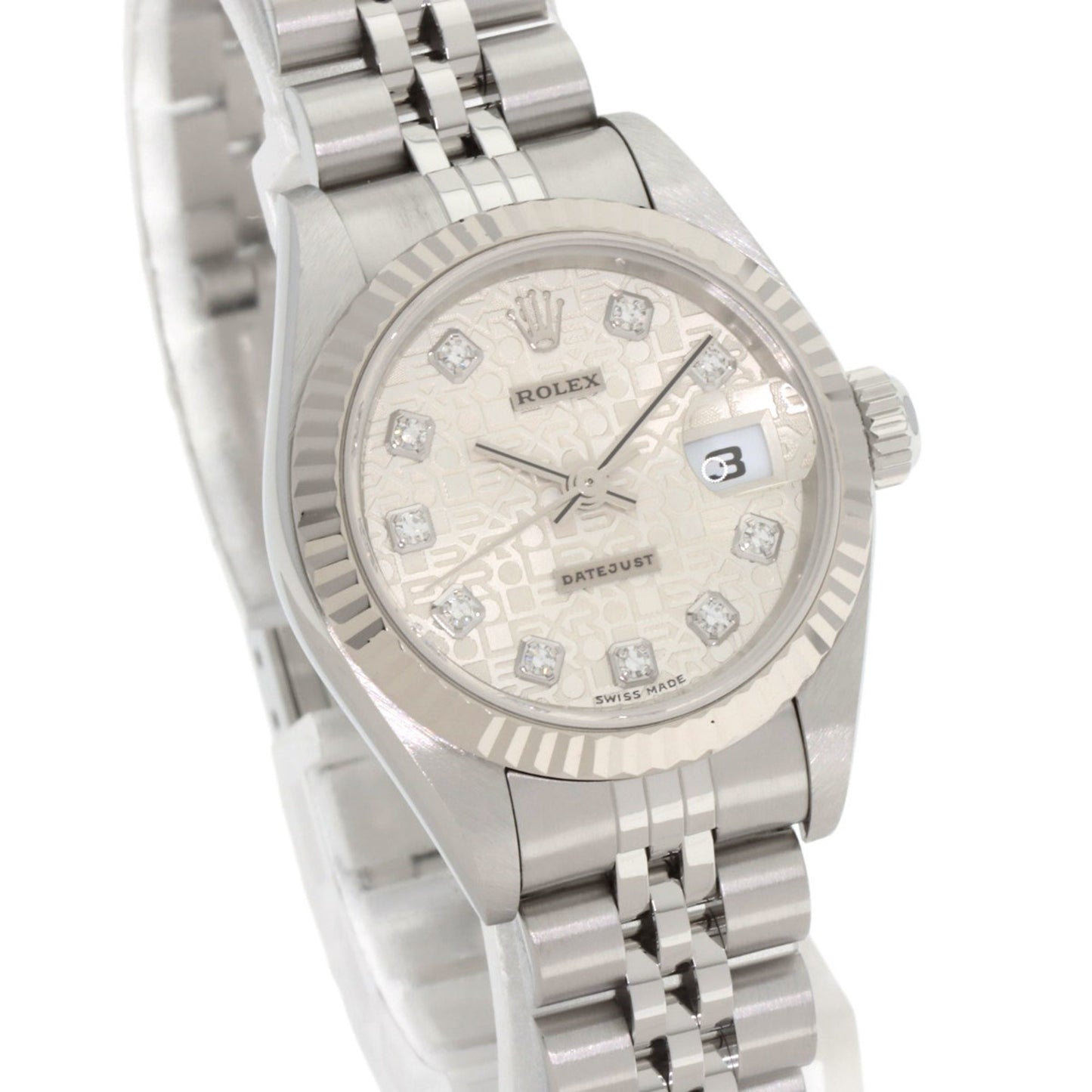 Rolex 79174G Datejust 10P Diamond Watch in Stainless Steel SS 18K White Gold for Women