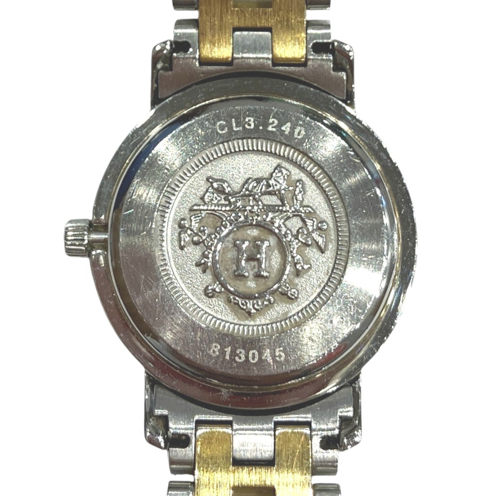Hermes Clipper watch, total weight 36.2g, stainless steel, quartz movement, white dial, CL3.240 — Good