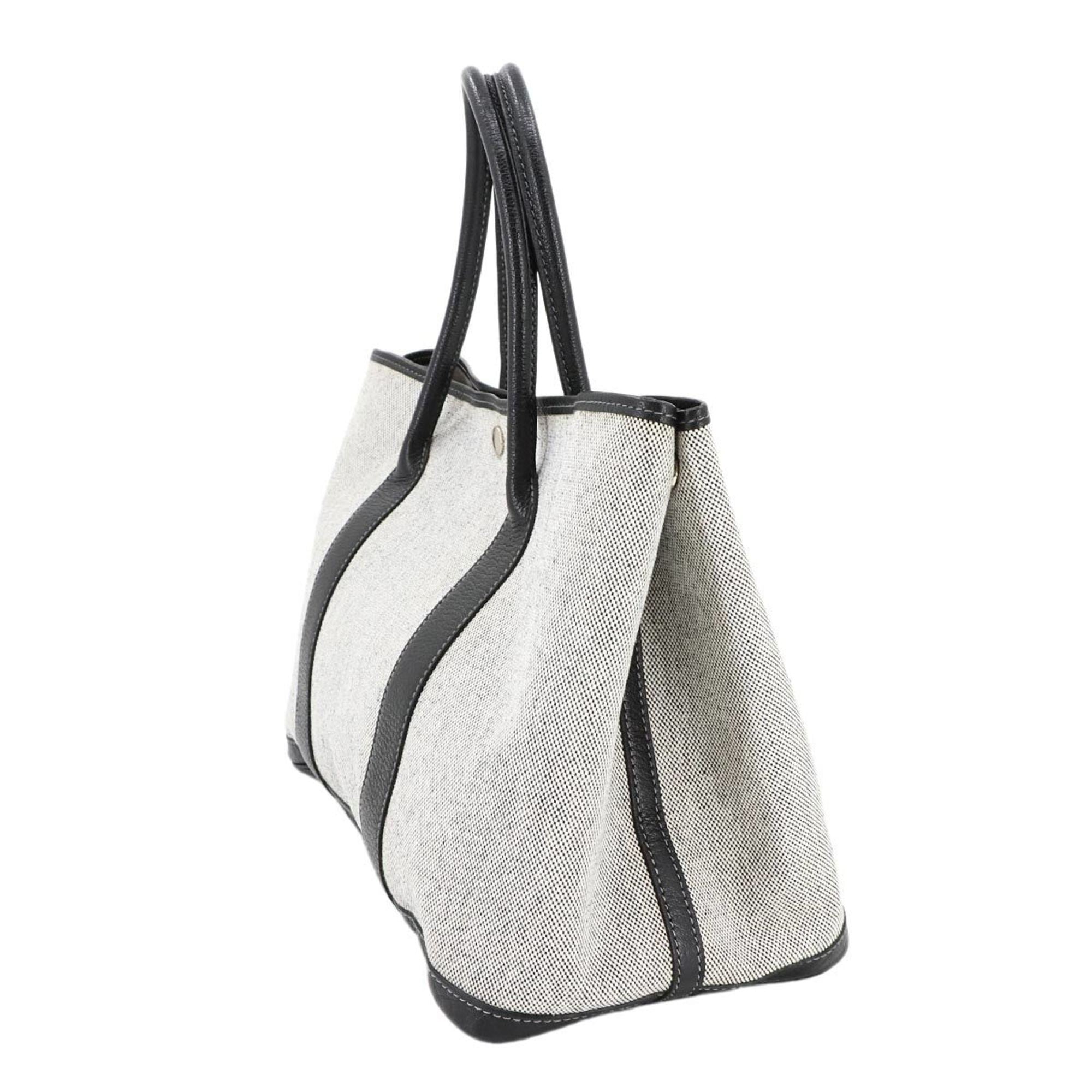 Hermes Hermès Garden Party PM Tote Bag in Toile H Leather (Black and Gray) with G Stamp