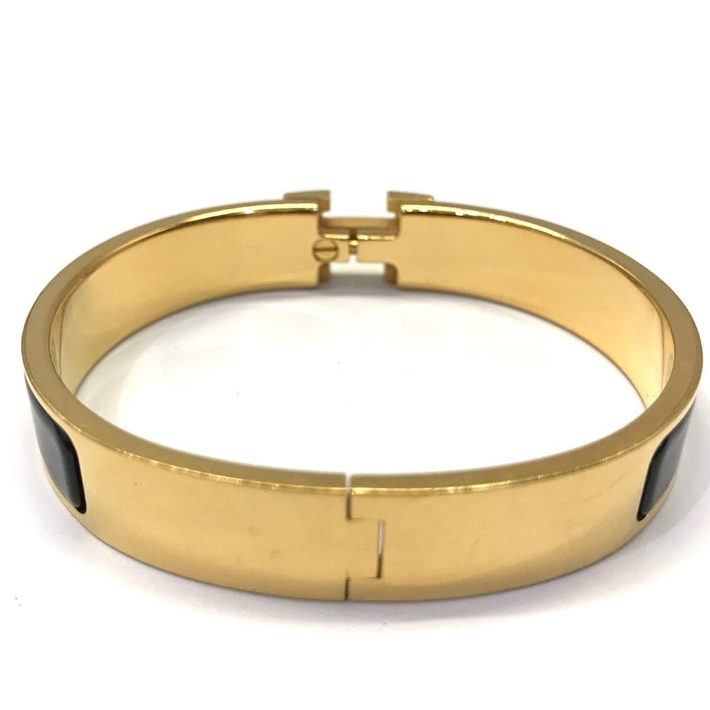 Hermès H Bangle Click Clack PM Bracelet Black Gold Women's HERMES