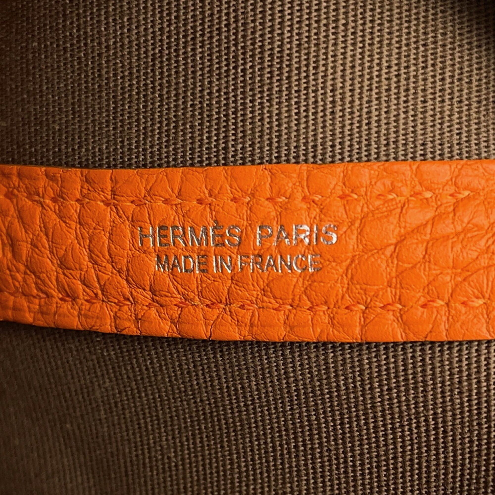 Hermes Garden TPM Tote Bag, Etoupe Orange, Toile Officier Negonda, W Stamp, Party, Garden, Handbag, Women's HERMES — Like New