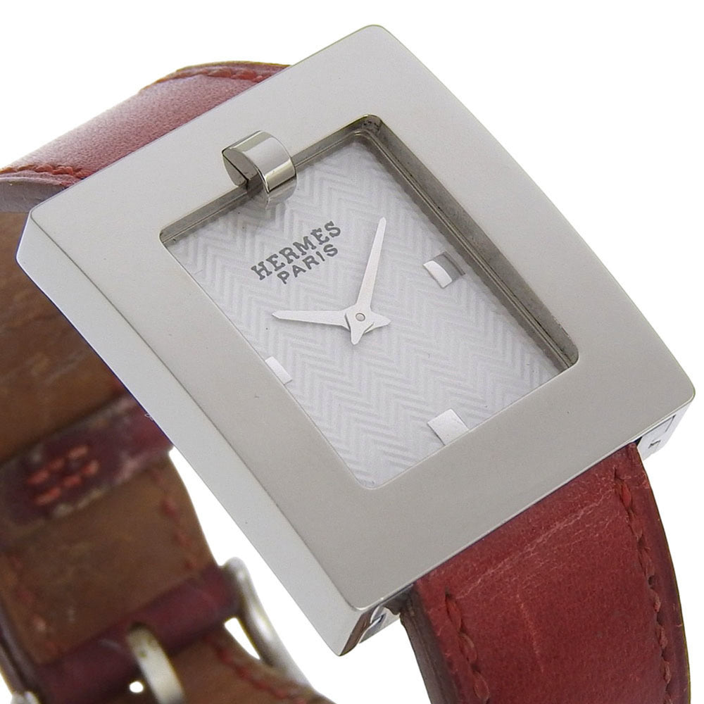 Hermès BE1.210 Women's Stainless Steel and Leather Strap Watch with Quartz Movement, Analog Display, White Dial — Good