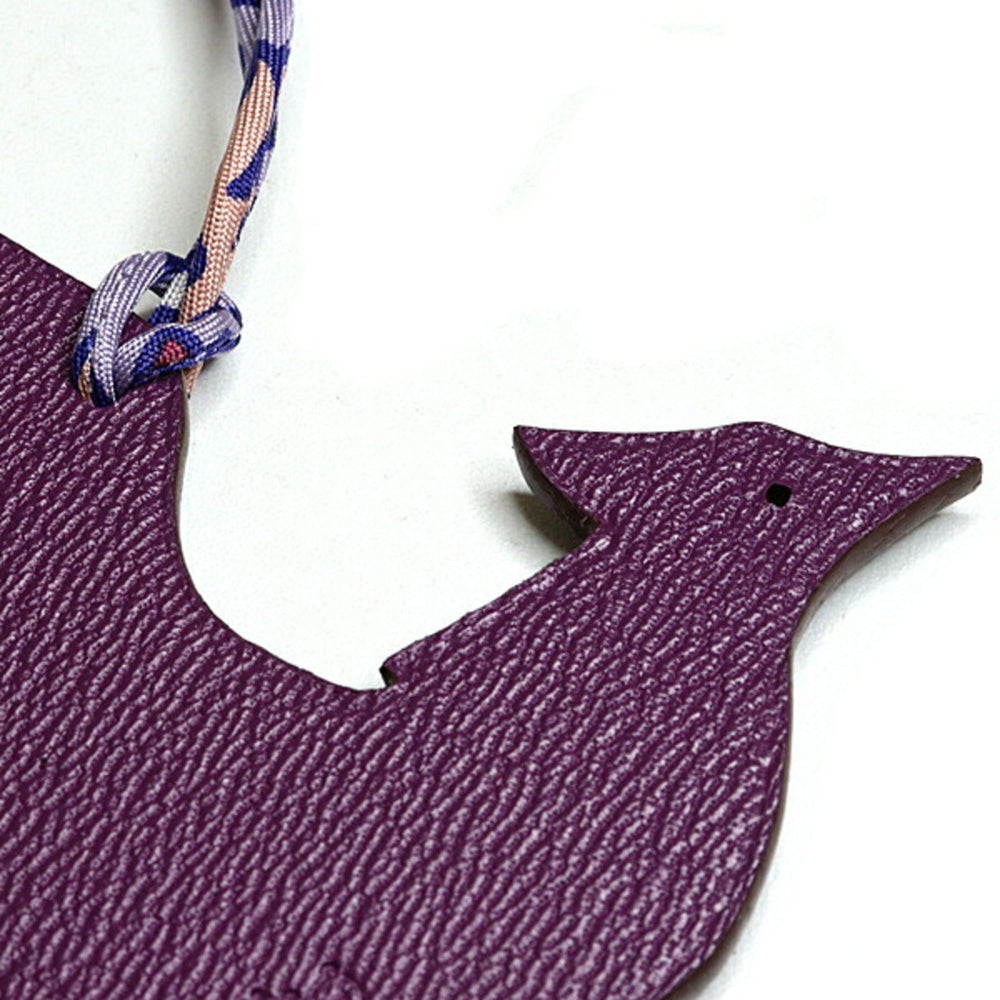 Hermes Petit H charm, phoenix design, bag charm/keychain, purple/navy — Like New