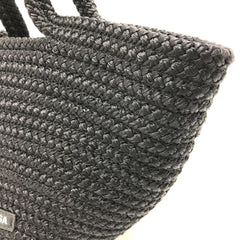 BALENCIAGA 695612 Logo Ibiza Basket Bag Small with Strap Black Cord Tote Summer Handbag Nylon Lambskin Women's — Like New