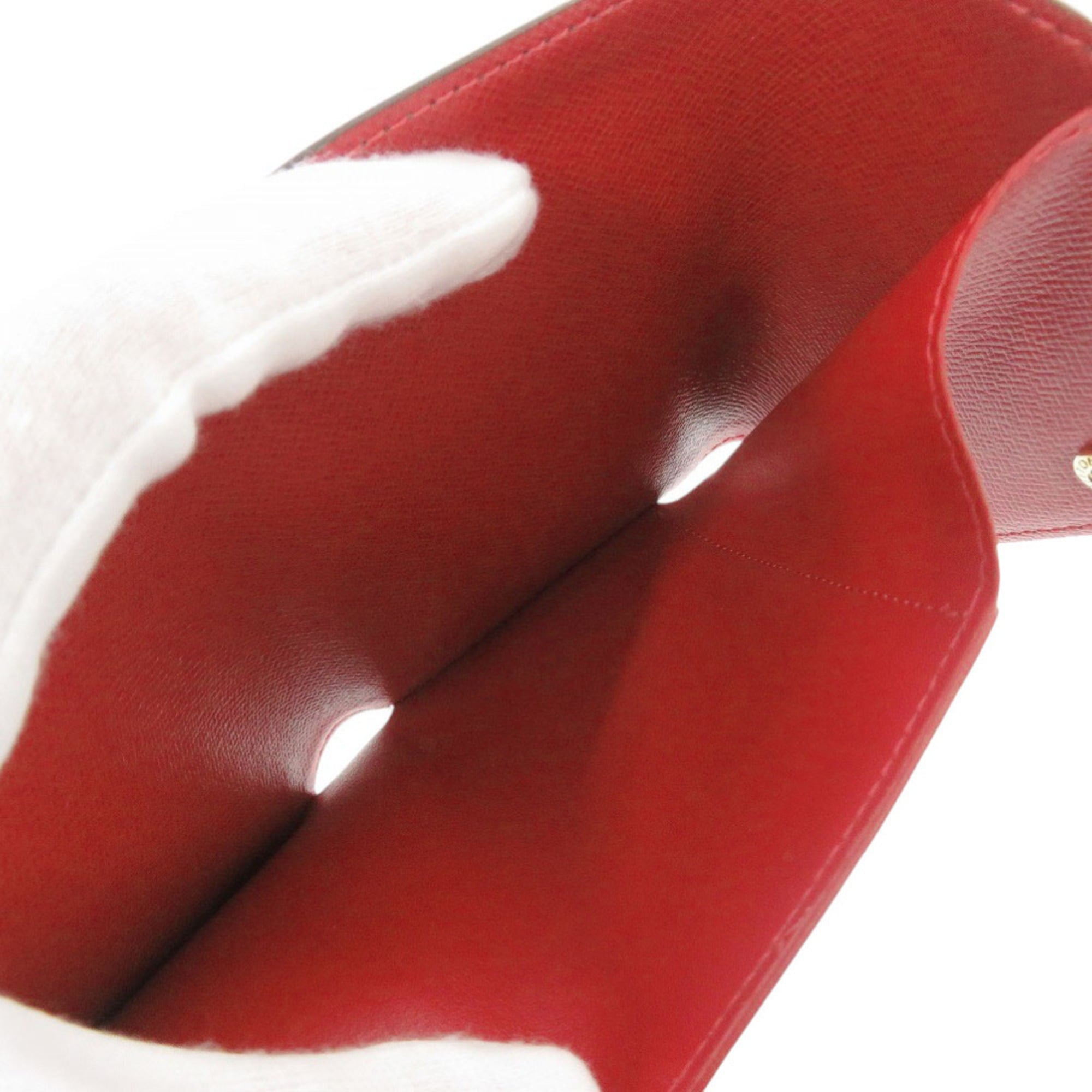 Excellent condition Louis Vuitton Portefeuille Victorine Damier N41659 tri-fold wallet with IC tag, red and brown, LV 0663