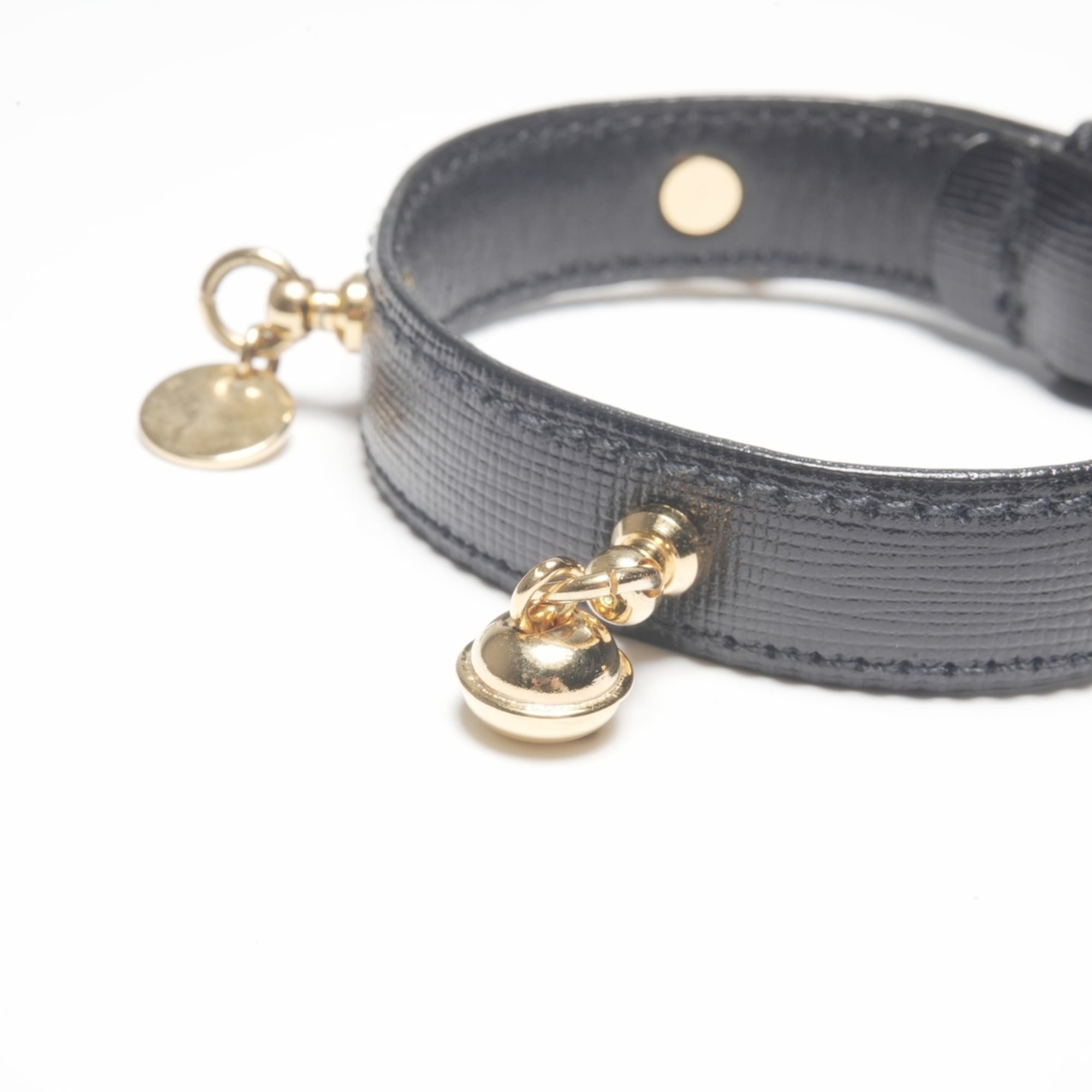 Prada Leather Charm Belt Bangle Bracelet in Black