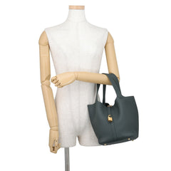 Hermes Picotin Lock MM Handbag, Vert Mangrove, Taurillon Clemence Leather, K Stamp, HERMES Tote Bag, Lock, Picotin, Women's — Like New