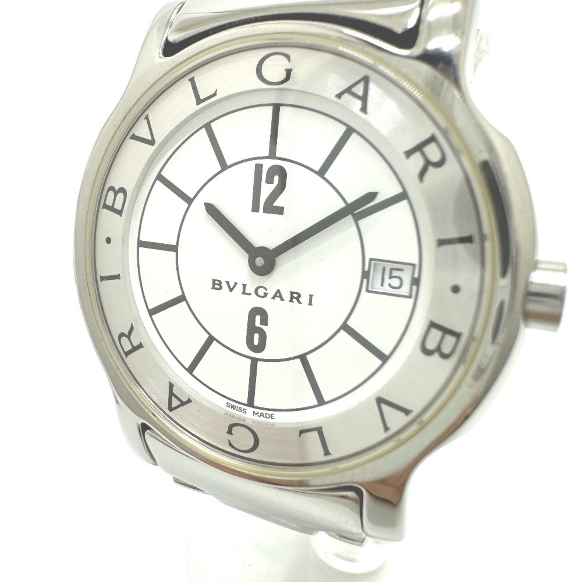 BVLGARI ST35S Solotempo Quartz Date Watch, Stainless Steel, Men's, Silver — Good