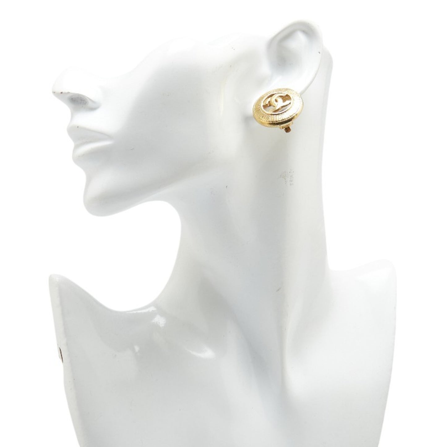 Chanel Coco Mark Round Earrings, Gold Plated, Women's, CHANEL