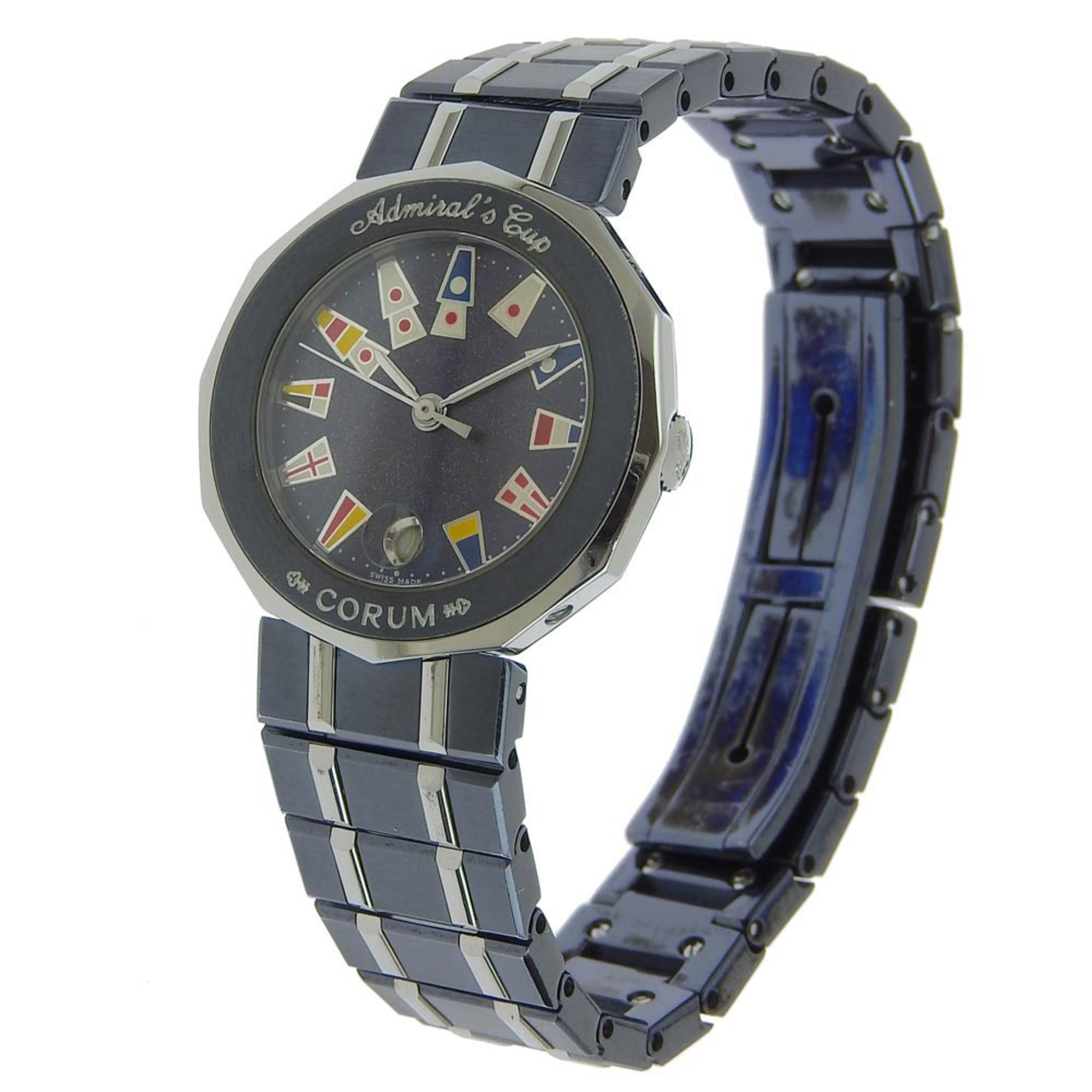 CORUM Corum Admiral's Cup Watch 39.610.30 V-50 Stainless Steel x Gun Blue Navy Quartz Analog Display Women's Dial — Good