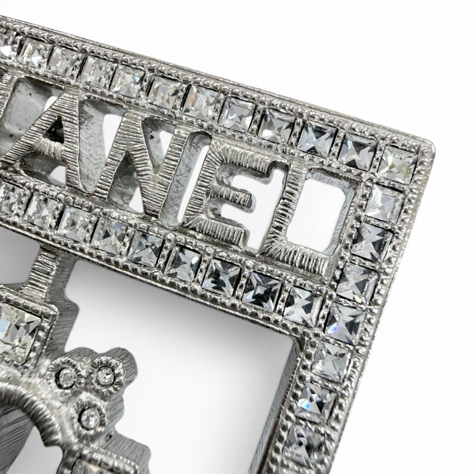 CHANEL B15B Emblem Logo Coco Mark Rhinestone Brooch, Silver, Made in Italy, Women's, with Box — Like New