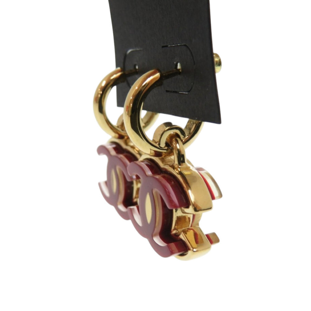 Chanel Coco Mark Metal Red Gold Earrings 1106CHANEL — Like New