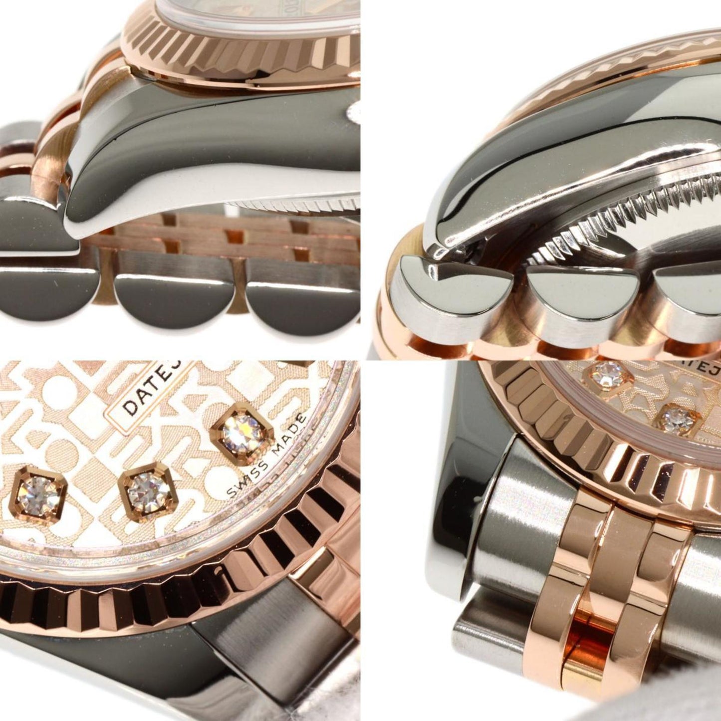 Rolex 179171G Datejust 10P Diamond Watch Stainless Steel SSxK18PG Everose Gold Ladies