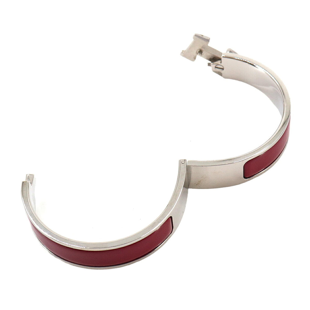 Hermes Clic H PM Bangle, Red and Silver — Like New
