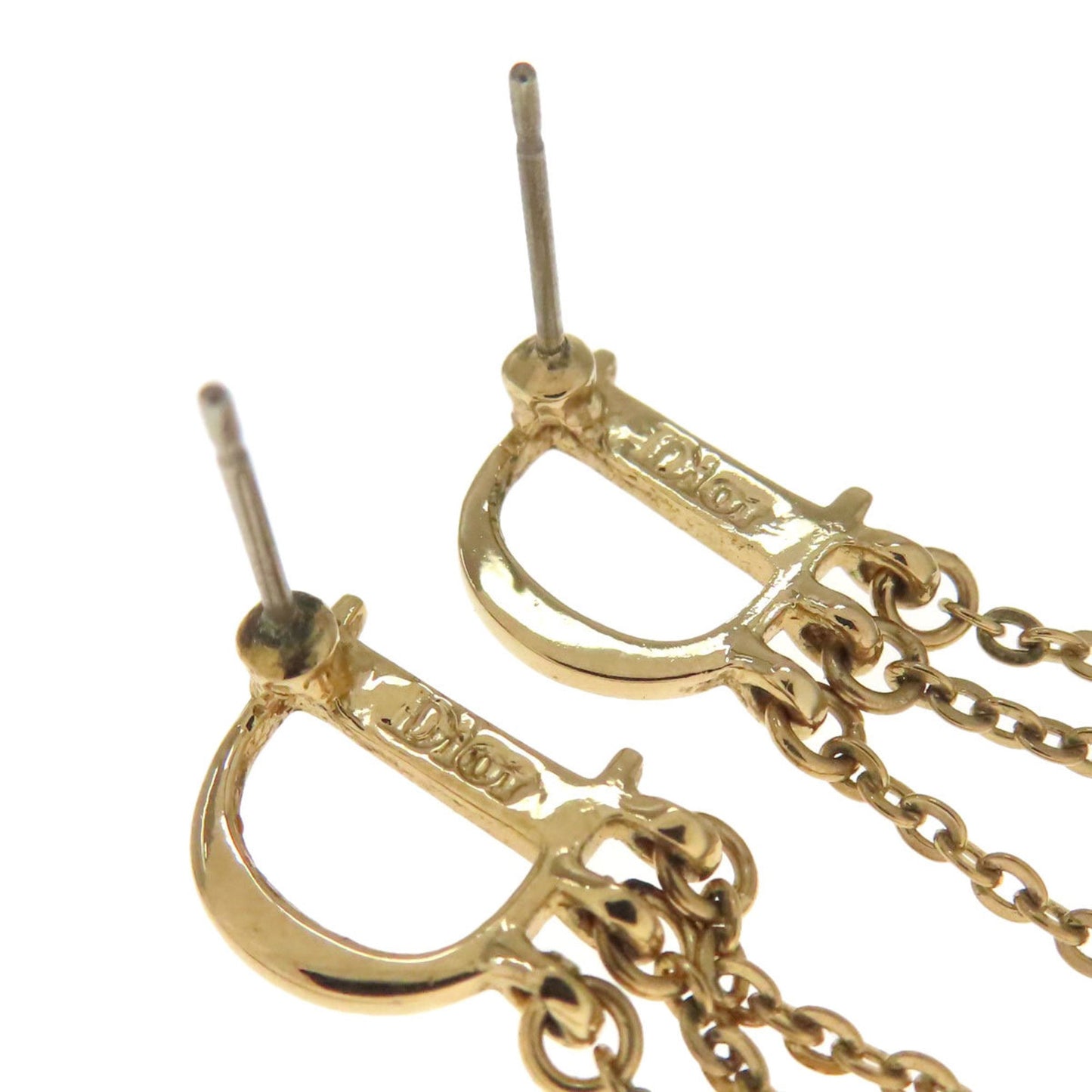 Christian Dior logo chain earrings in metal for women