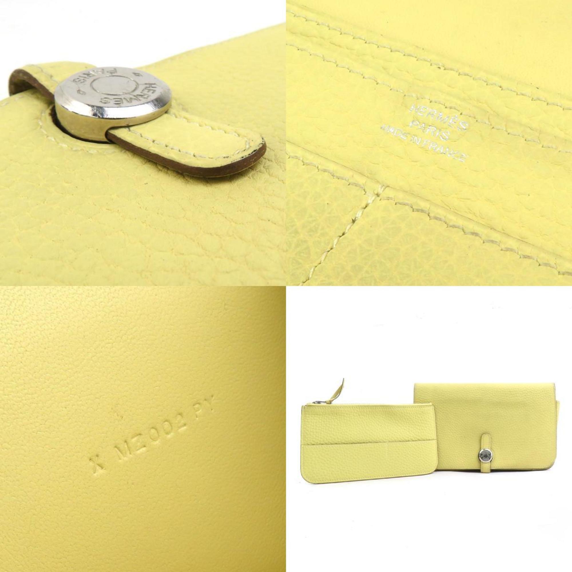 Hermes Hermès Dogon Duo Togo Jaune Poussin Long Wallet, Unisex, 56491a