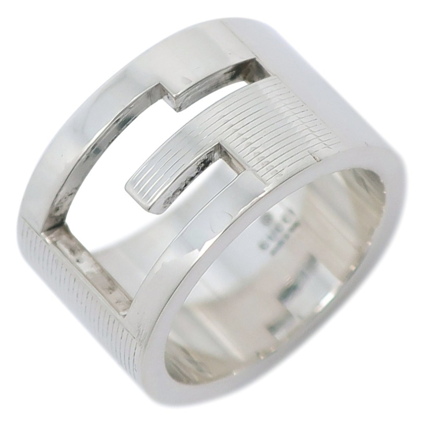 Gucci Branded G Wide Ring, Size 11, Sterling Silver, Approx. 11.6g, Women's
