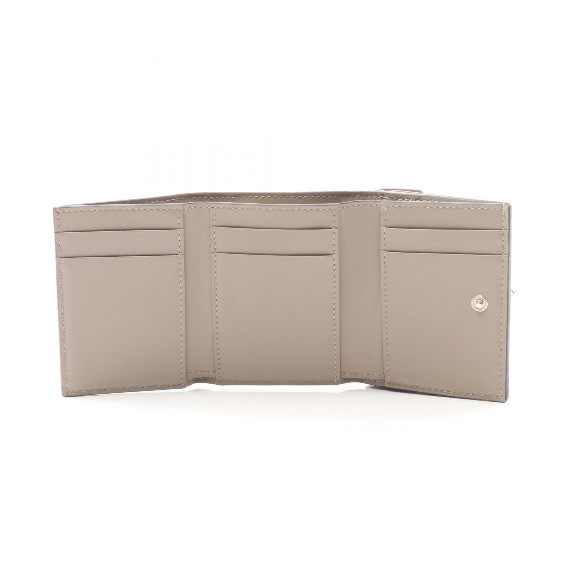 Fendi FF Diamond Tri-fold Wallet, Leather, Women's, Beige and Pink, 8M0480ALWA