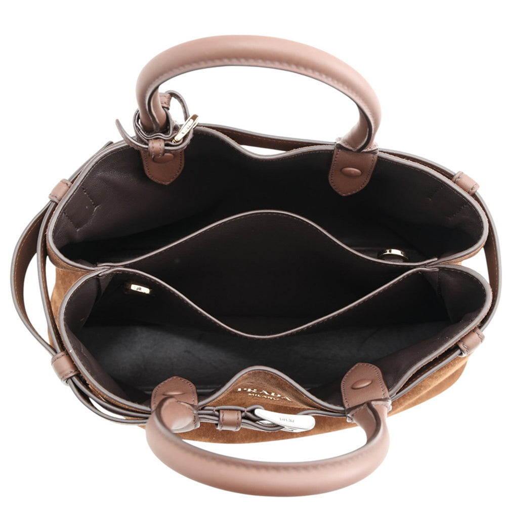 Prada handbag, buckle, medium suede, 1BA434, PRADA 2-way shoulder bag — Like New