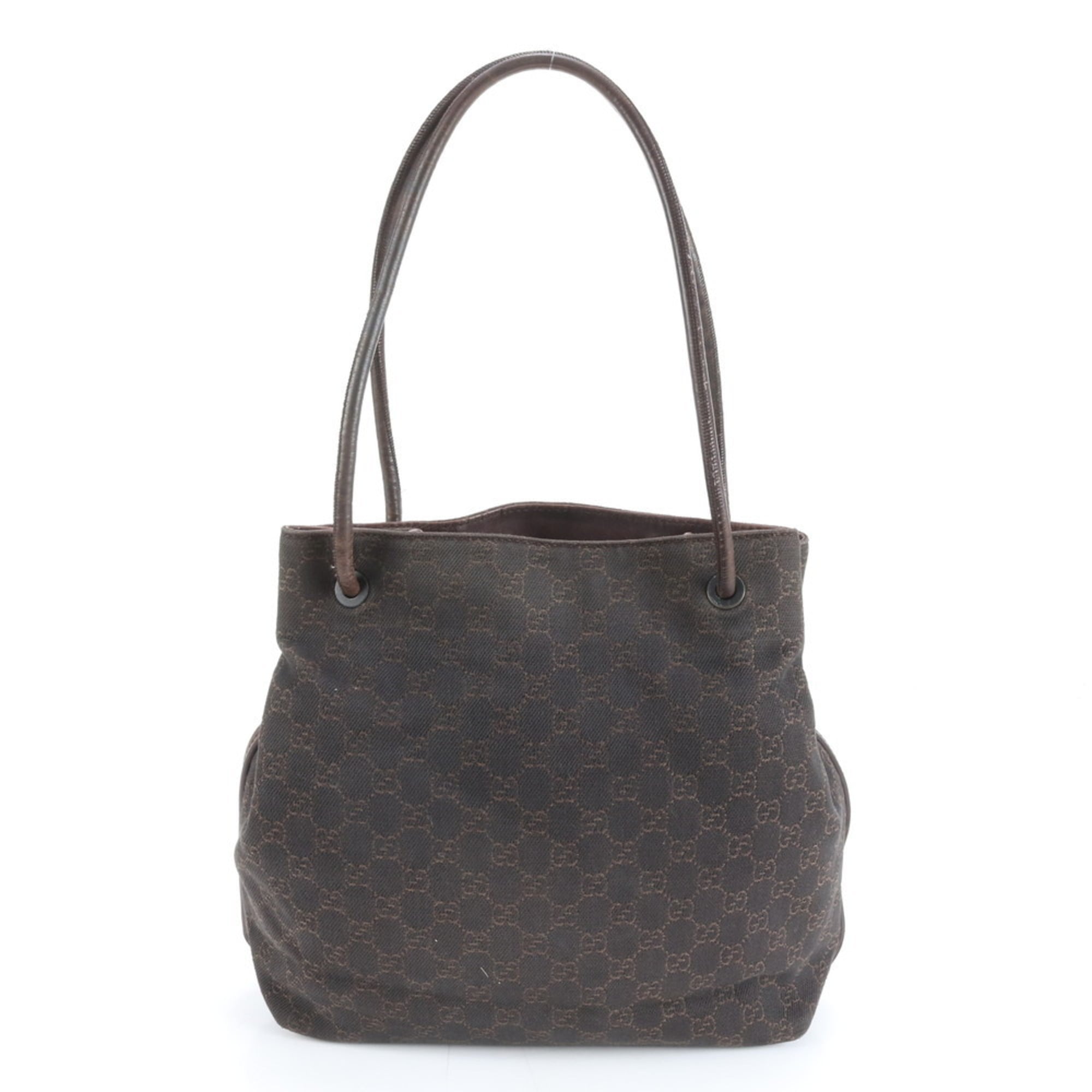 Gucci GG Canvas 101341 Leather Tote Bag Shoulder Handbag Brown Women's