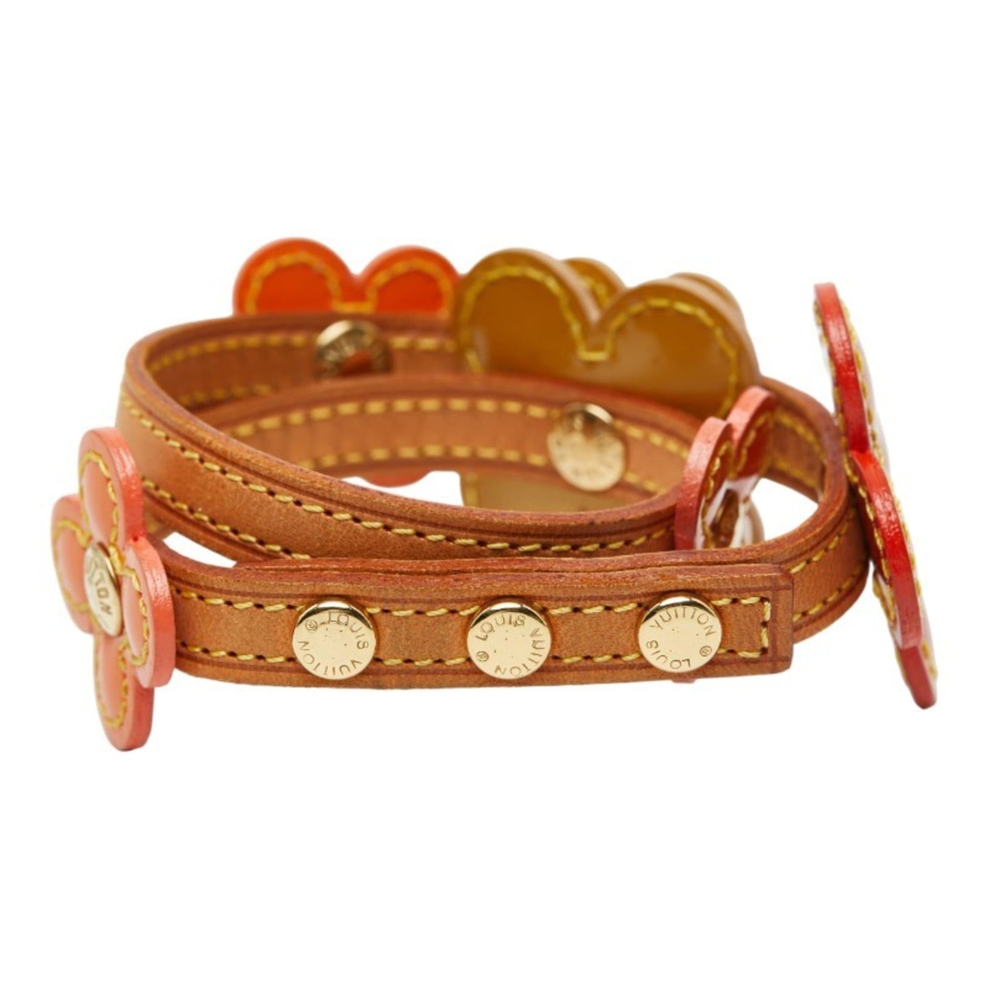Louis Vuitton Monogram Vernis Flower Lexington Bracelet M92251 Brown, Orange, and Red Leather Women's LOUIS VUITTON