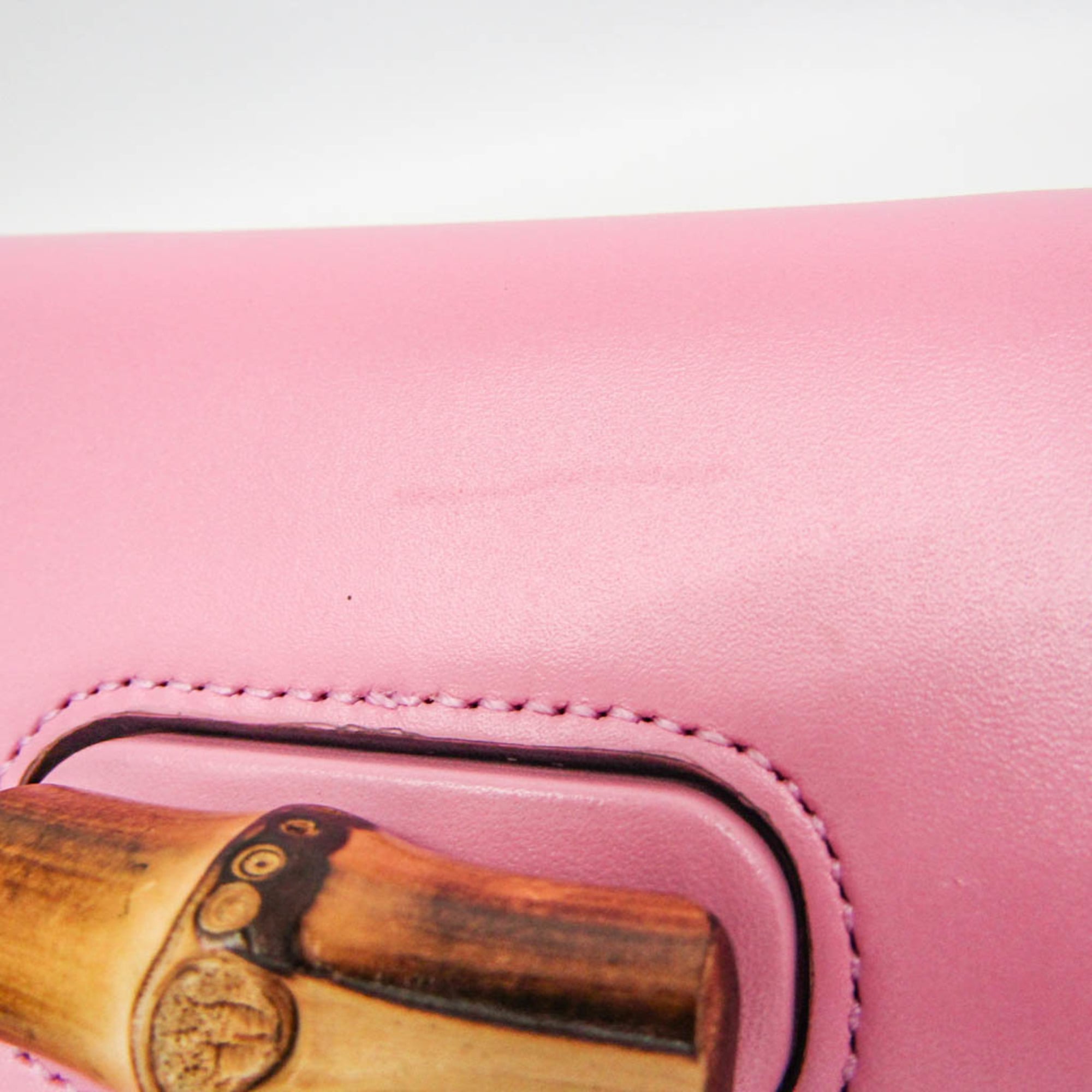 Gucci Bamboo 702106 Women's Leather Backpack,Handbag,Shoulder Bag Pink — Like New
