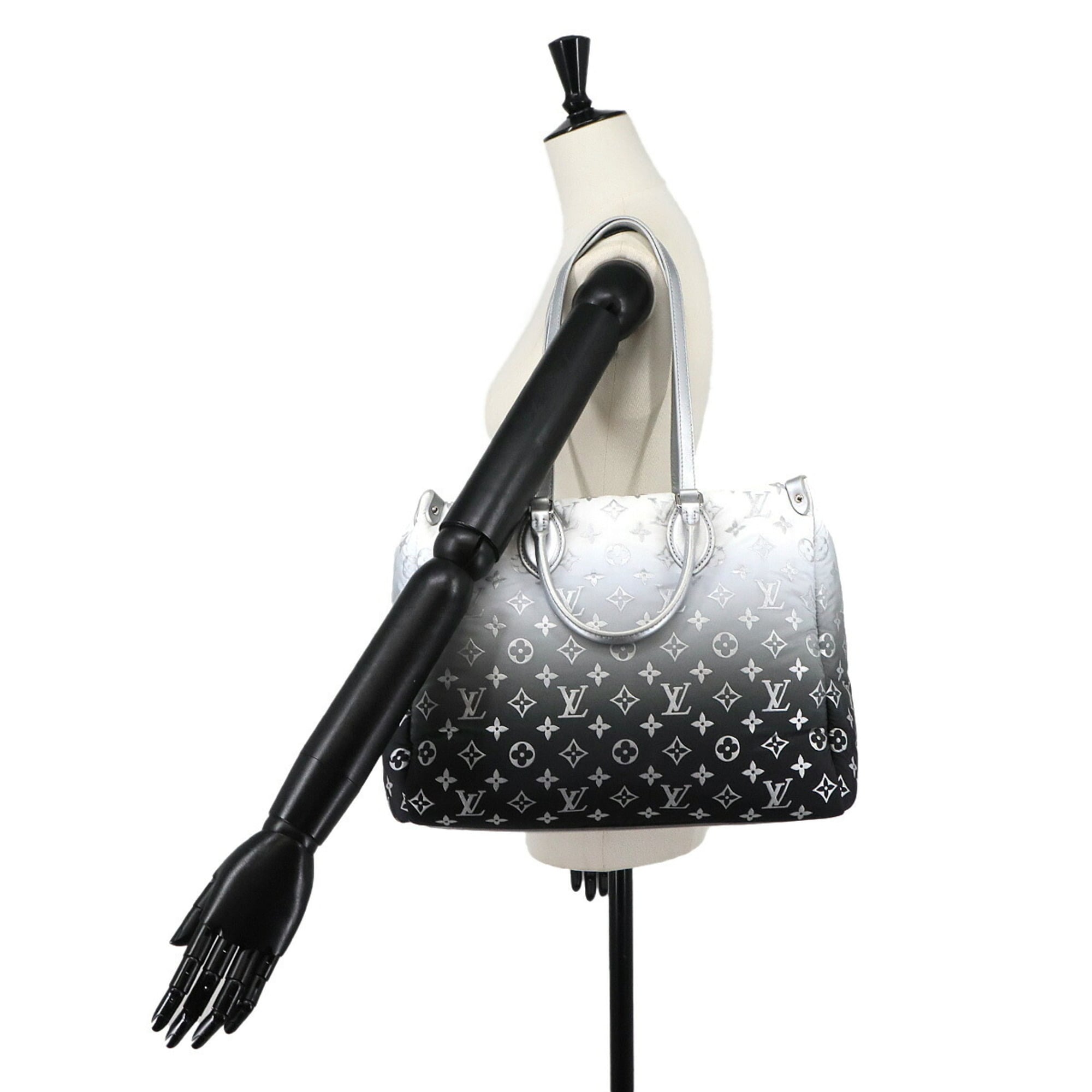 Louis Vuitton Onthego MM LV SKI 2-way Tote Shoulder Handbag Monogram Nylon Frost M11847 RFID — Like New