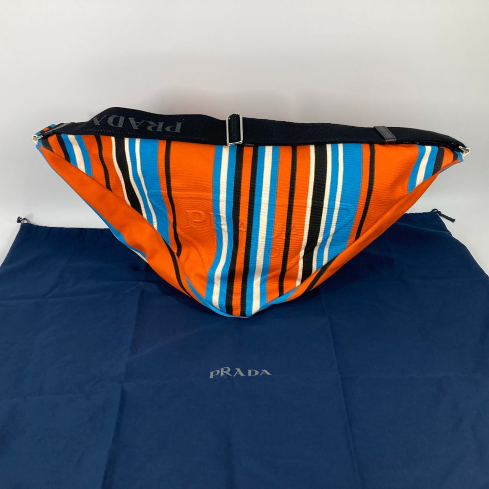 PRADA 2VY007 stripe bag crossbody Shoulder Bag Orange Blue x Black — Like New