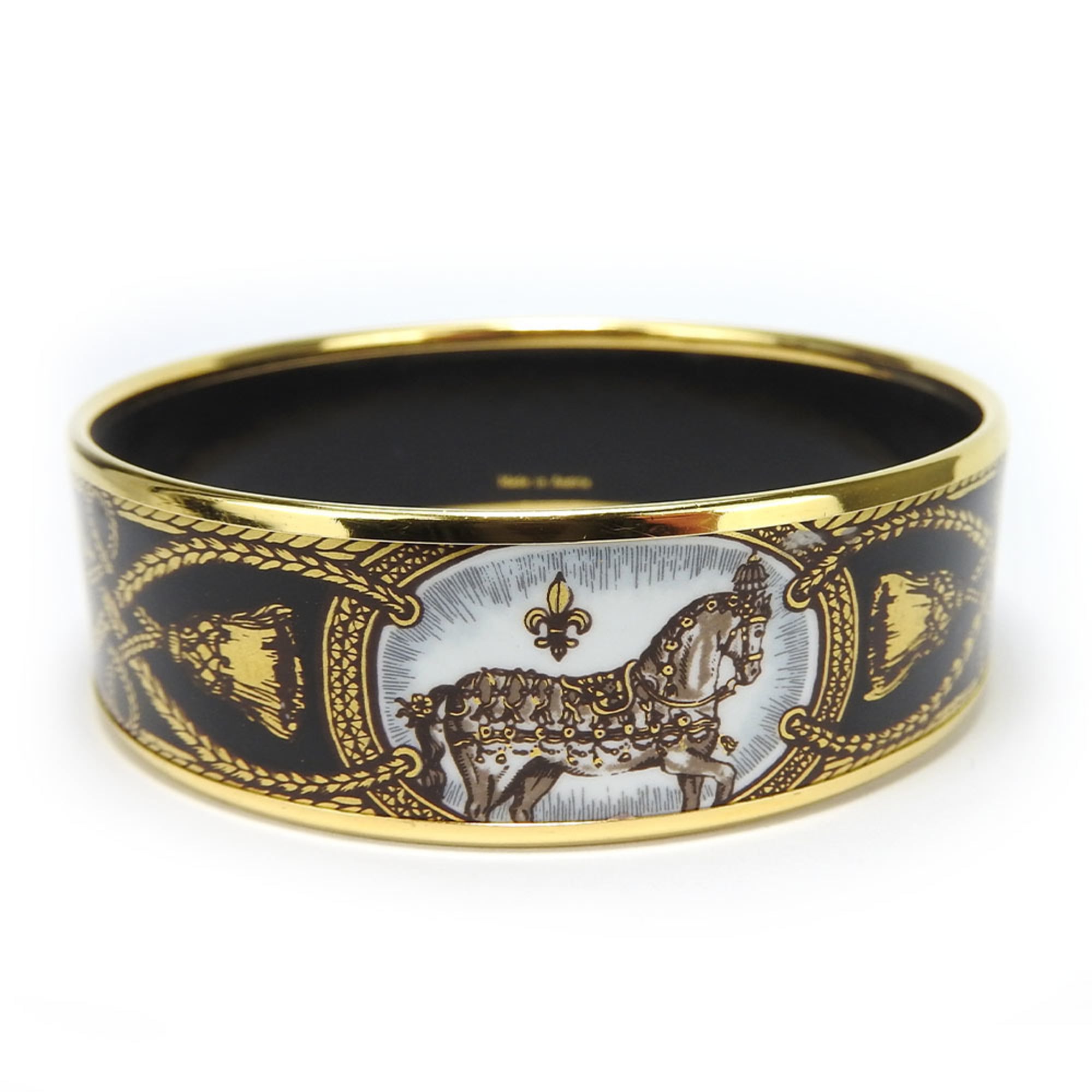Hermes bracelet enamel GM metal cloisonné multicolor gold black horse women's HERMES