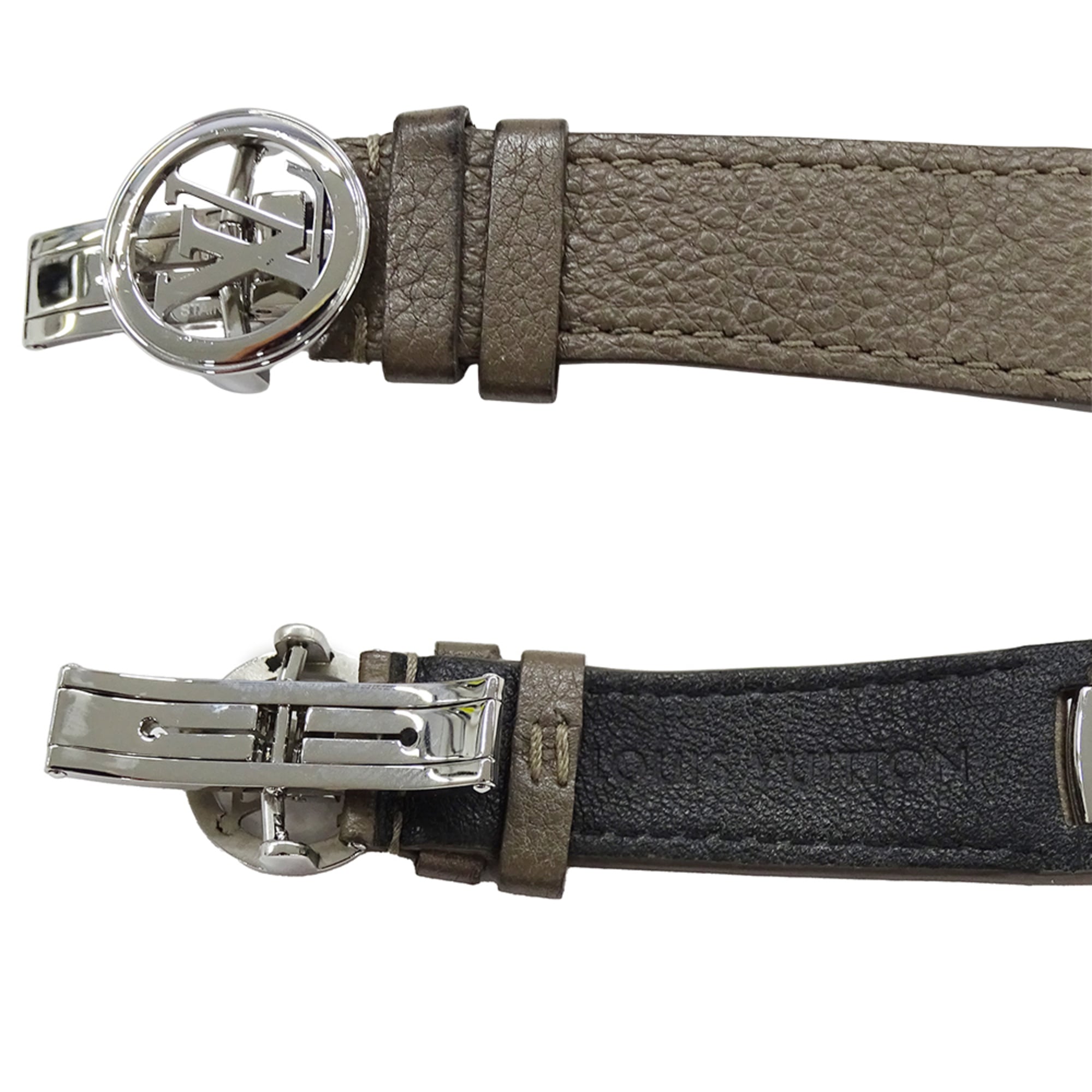 Louis Vuitton LOUIS VUITTON Men's Watch Brand Fifty Five Automatic AT Stainless Steel SS Leather Q6G20 Round Polished — Good