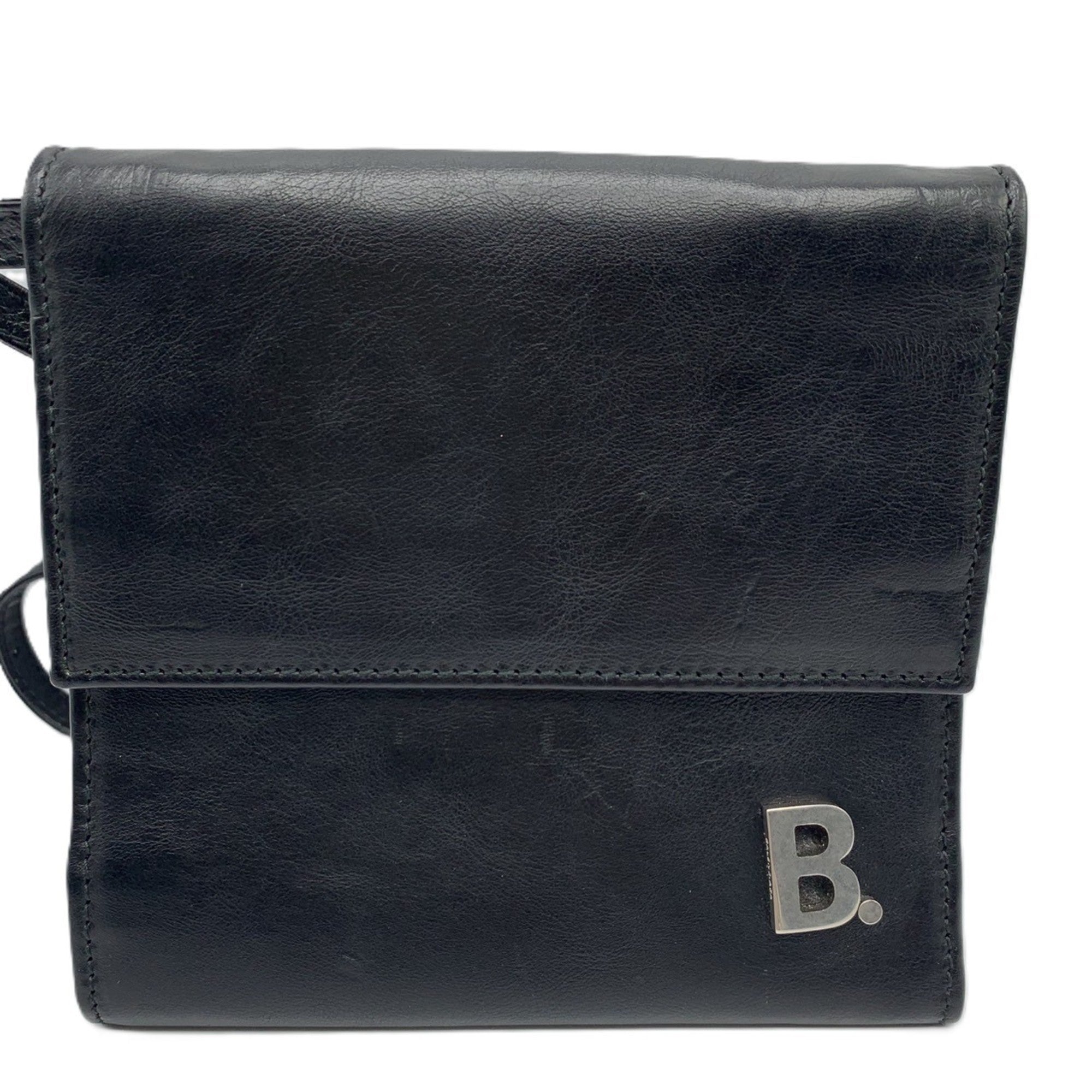 Balenciaga Shoulder Wallet Tri-fold Black Leather 580037 BALENCIAGA