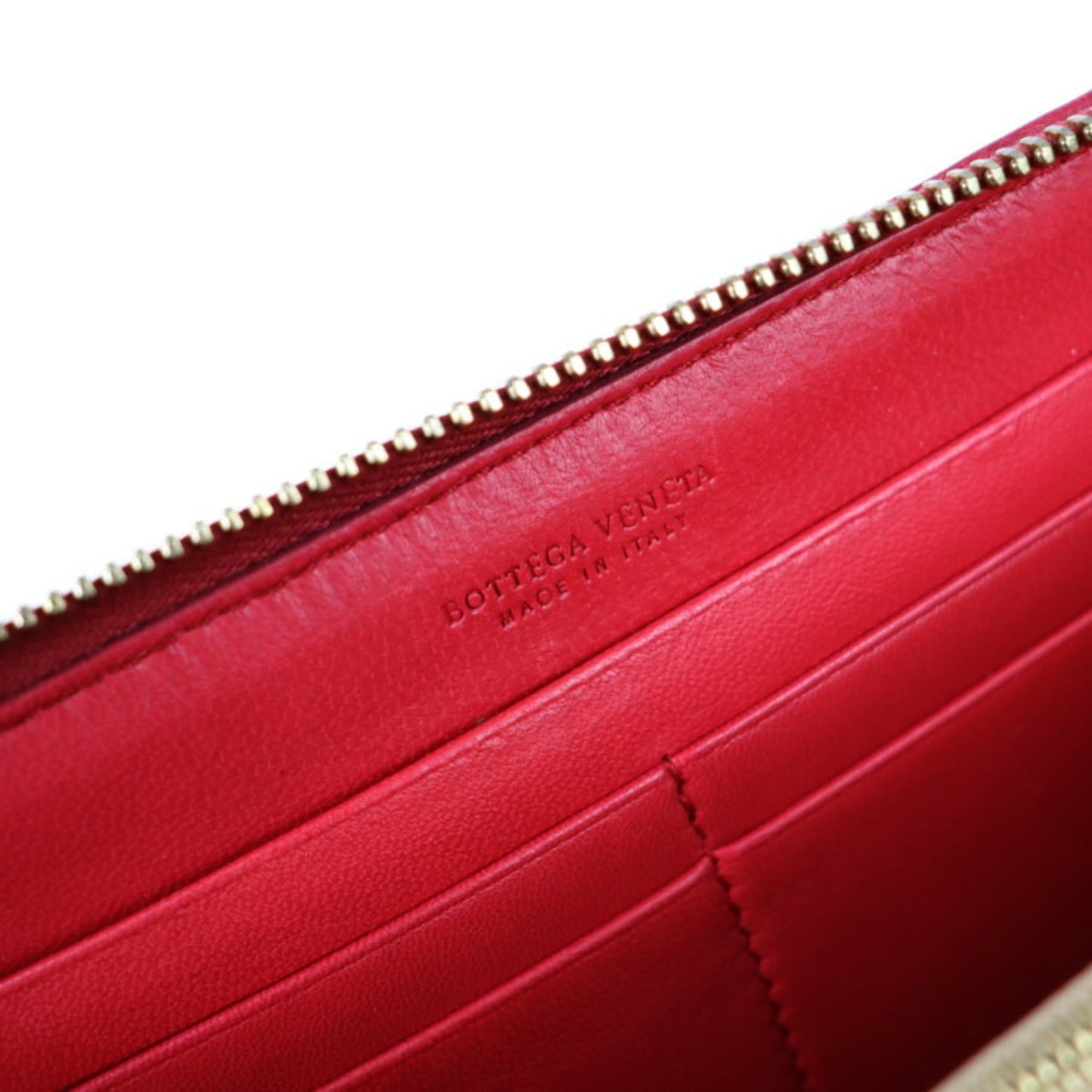 BOTTEGA VENETA Bottega Veneta intrecciato long wallet 114076 leather red series round zipper