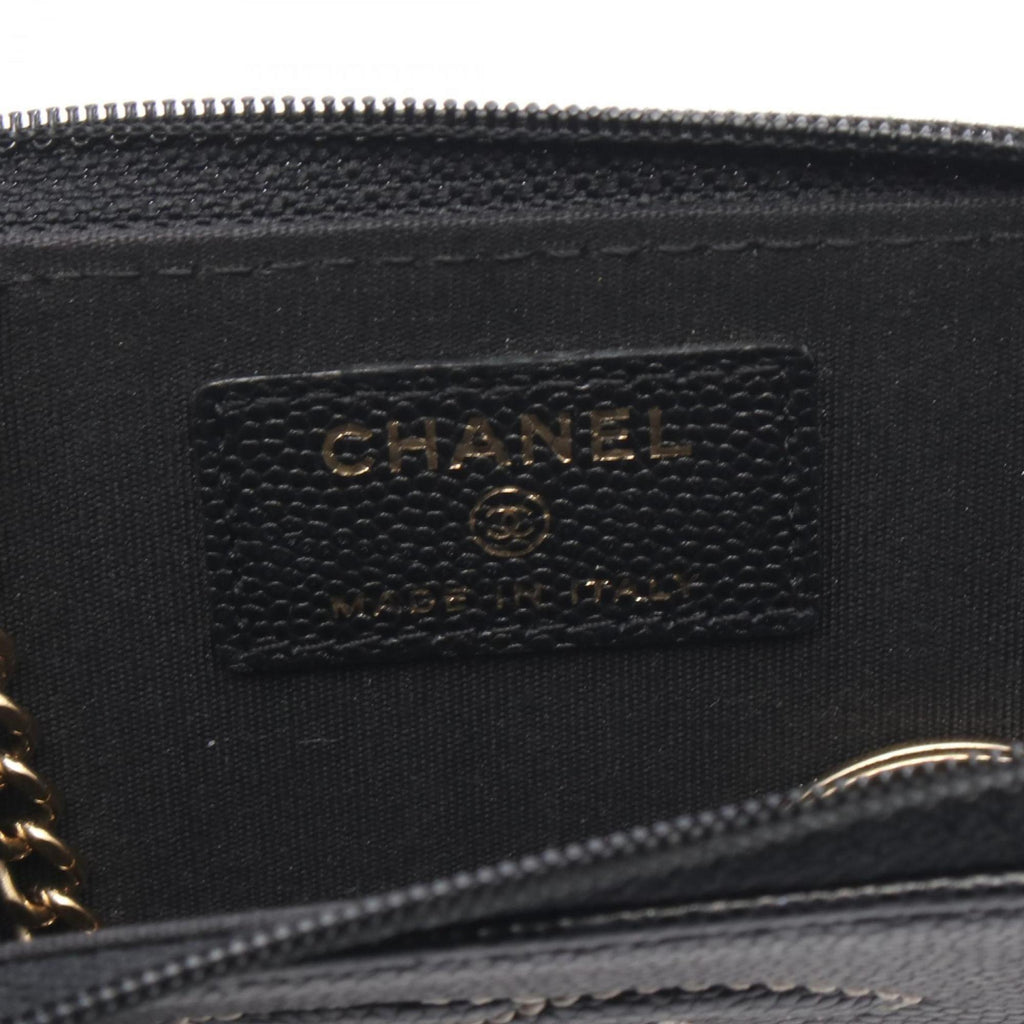 Chanel Coco Mark Wallet with Coin Purse, Grained Calfskin Leather, Women's, Black