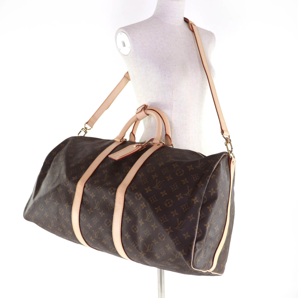 LOUIS VUITTON M41414 Keepall Bandoulière 55 Monogram Canvas Boston Bag, Brown, Made in France, Women's — Like New
