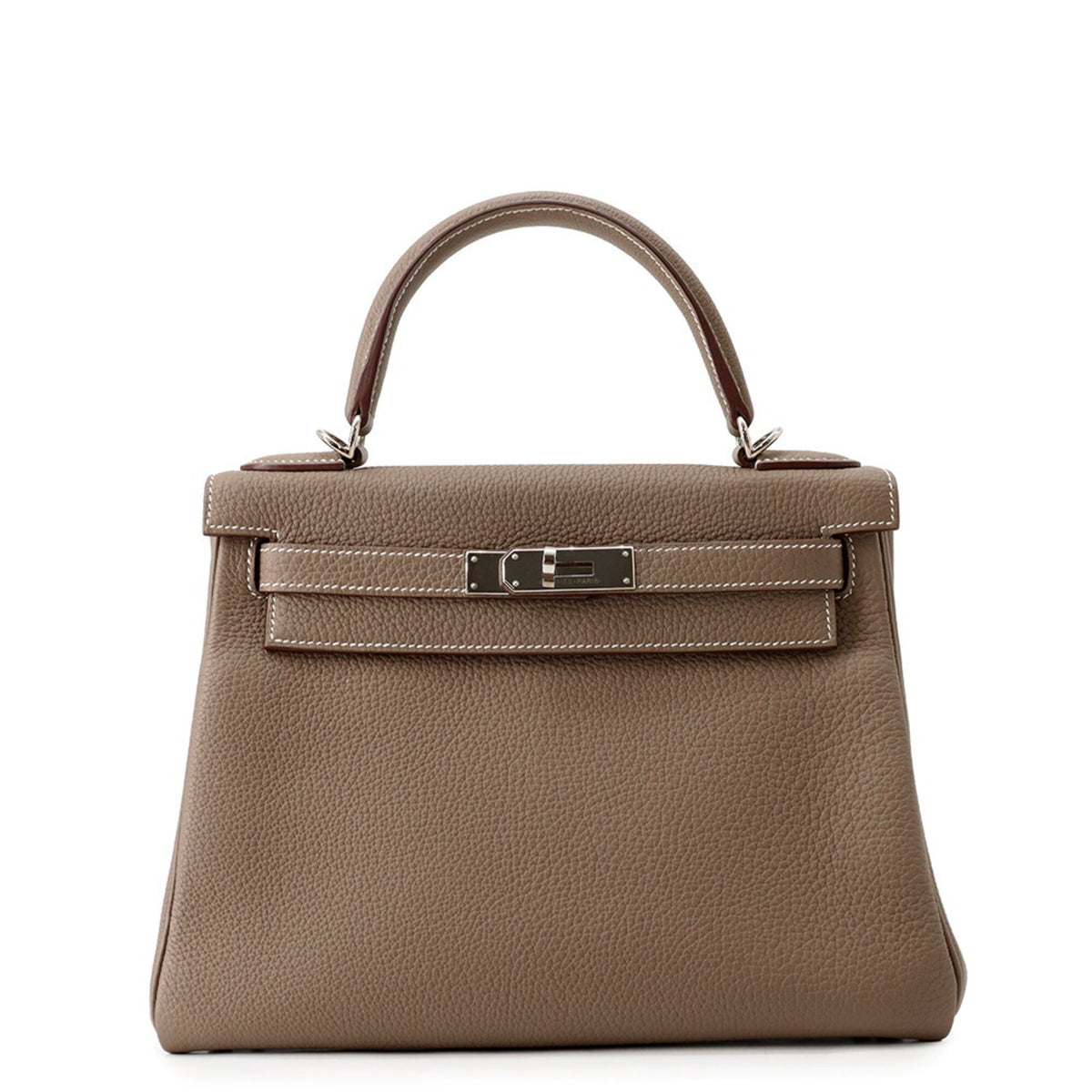 Hermes Kelly 28 Handbag, Inner Stitching, Etoupe Togo Leather, Z Stamp, 2-Way Shoulder Bag. Kelly, Women's Handbag. HERMES — Like New