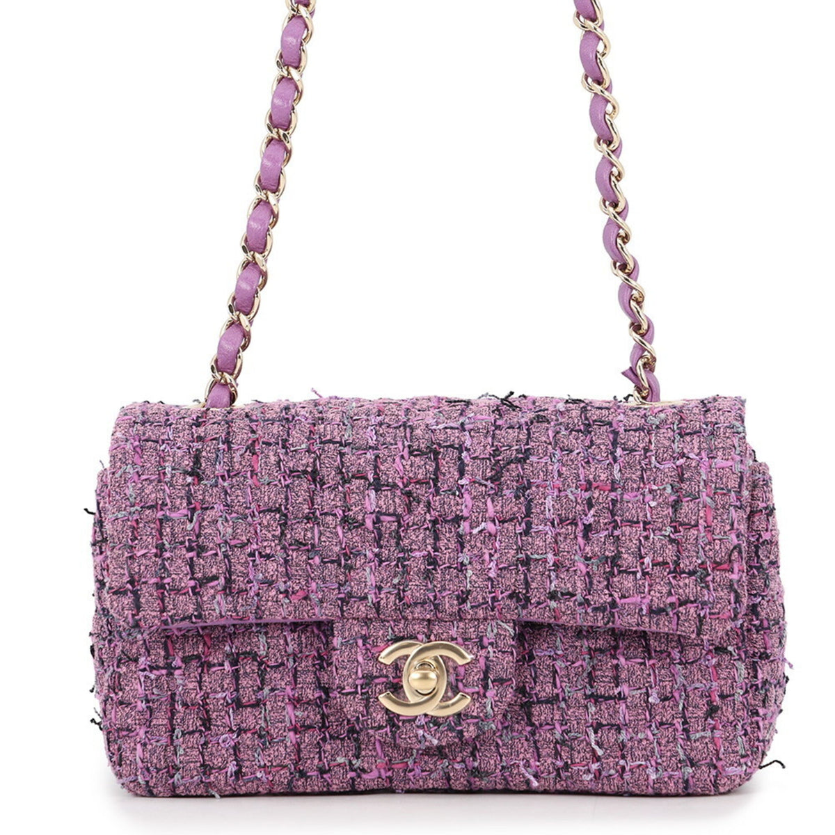Chanel Chain Shoulder Bag, Coco Mark, Matelassé Tweed, A69900, CHANEL, Handbag, Women's, CHANEL — Like New