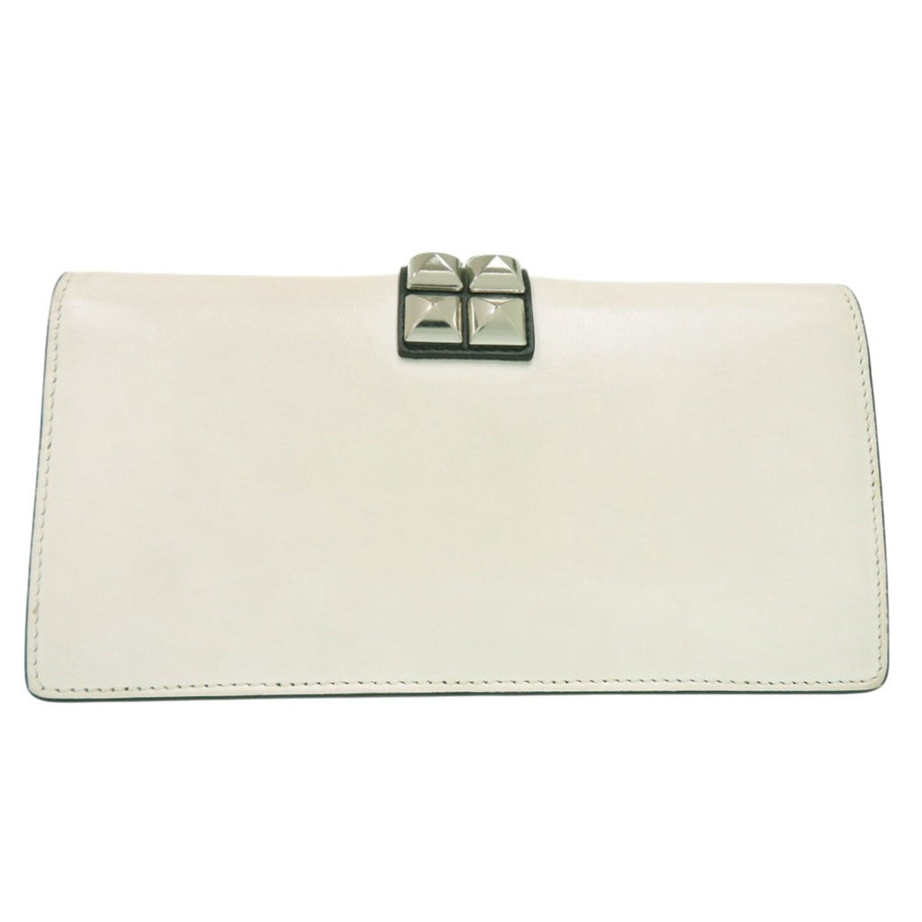 Prada Studded Chain Wallet Crossbody Long in White Leather 1430