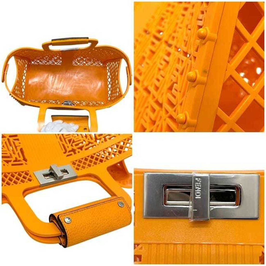 Fendi Bucket Bag ec-24659 Orange Peekaboo Forty 8 7VA593 Laundry Rubber Leather AMT8 238 3449 FENDI Large Turnlock Women's and Men's Line