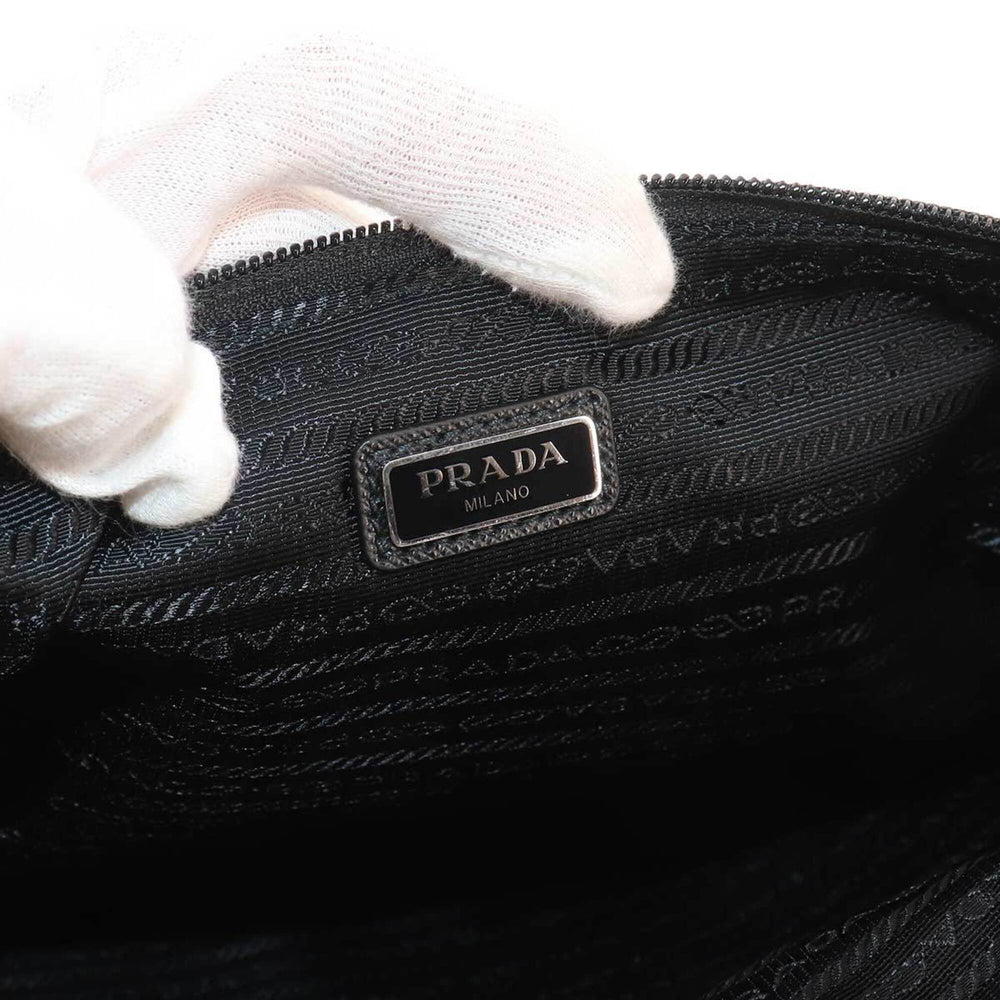 Prada Clutch Handbag, Nylon & Saffiano Leather, Black, 2VN012 — Like New