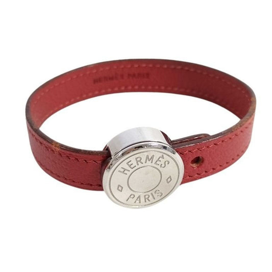HERMES Serie Looping Bracelet in Red and Black Leather for Women