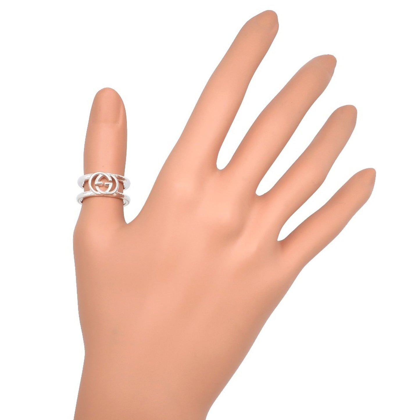 Gucci Interlocking G ring, size 14, sterling silver, approximately 5.2g, women's.