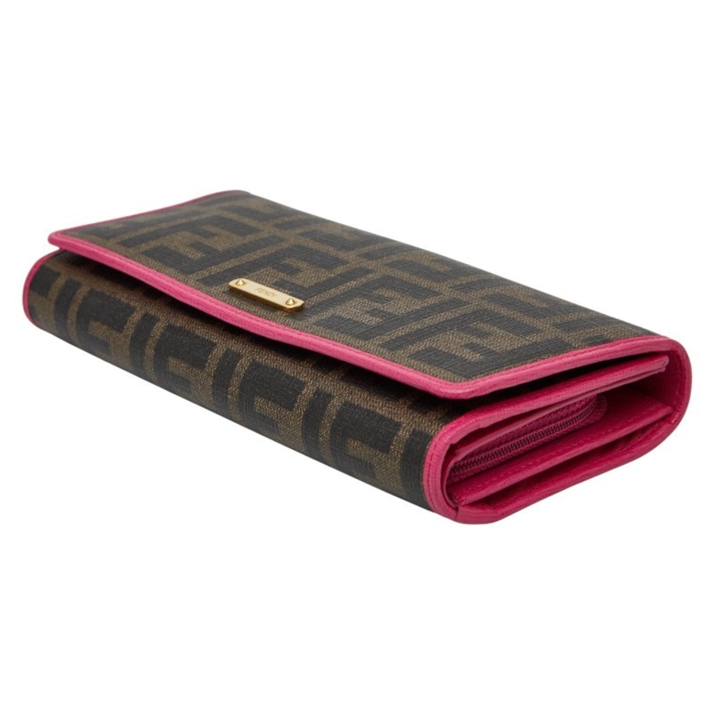 Fendi Zucca Long Wallet 8M0297 Brown Pink Women's FENDI