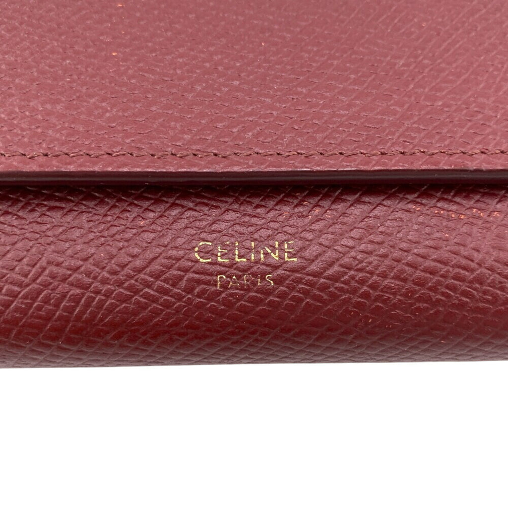 CELINE 10B563 BEL LARGE FLAP WALLET Long wallet Wine red Women's