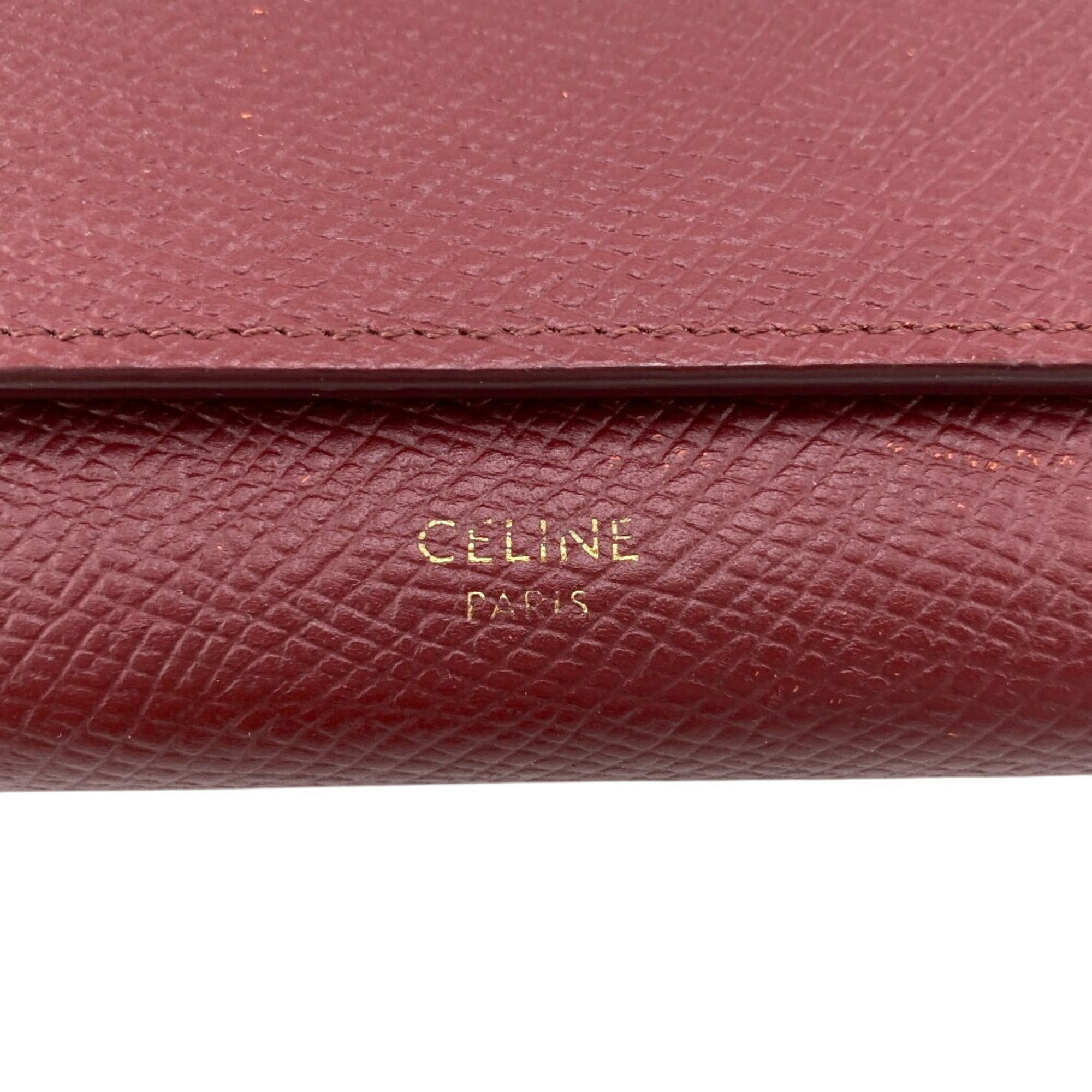 CELINE 10B563 BEL LARGE FLAP WALLET Long wallet Wine red Women's