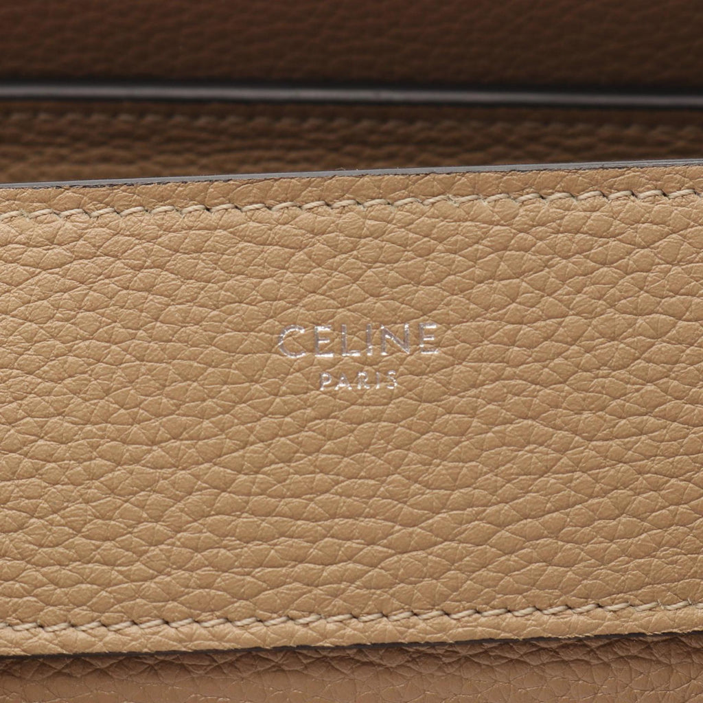 Celine Luggage Micro Shopper Handbag, Leather, Women's, Beige, 189793
