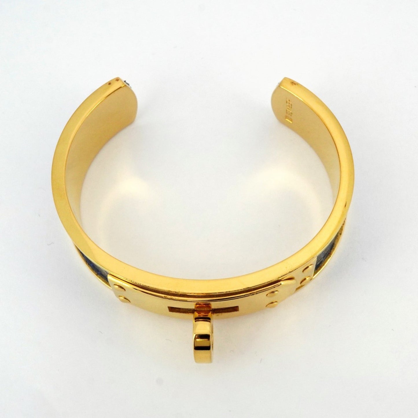 Hermes Kelly Bangle, GP Plated Leather, Gold, Blue, Women's