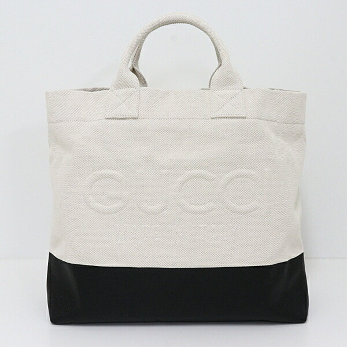 GUCCI Embossed Detail Canvas Tote Bag 782741 Natural Ivory Black — Like New
