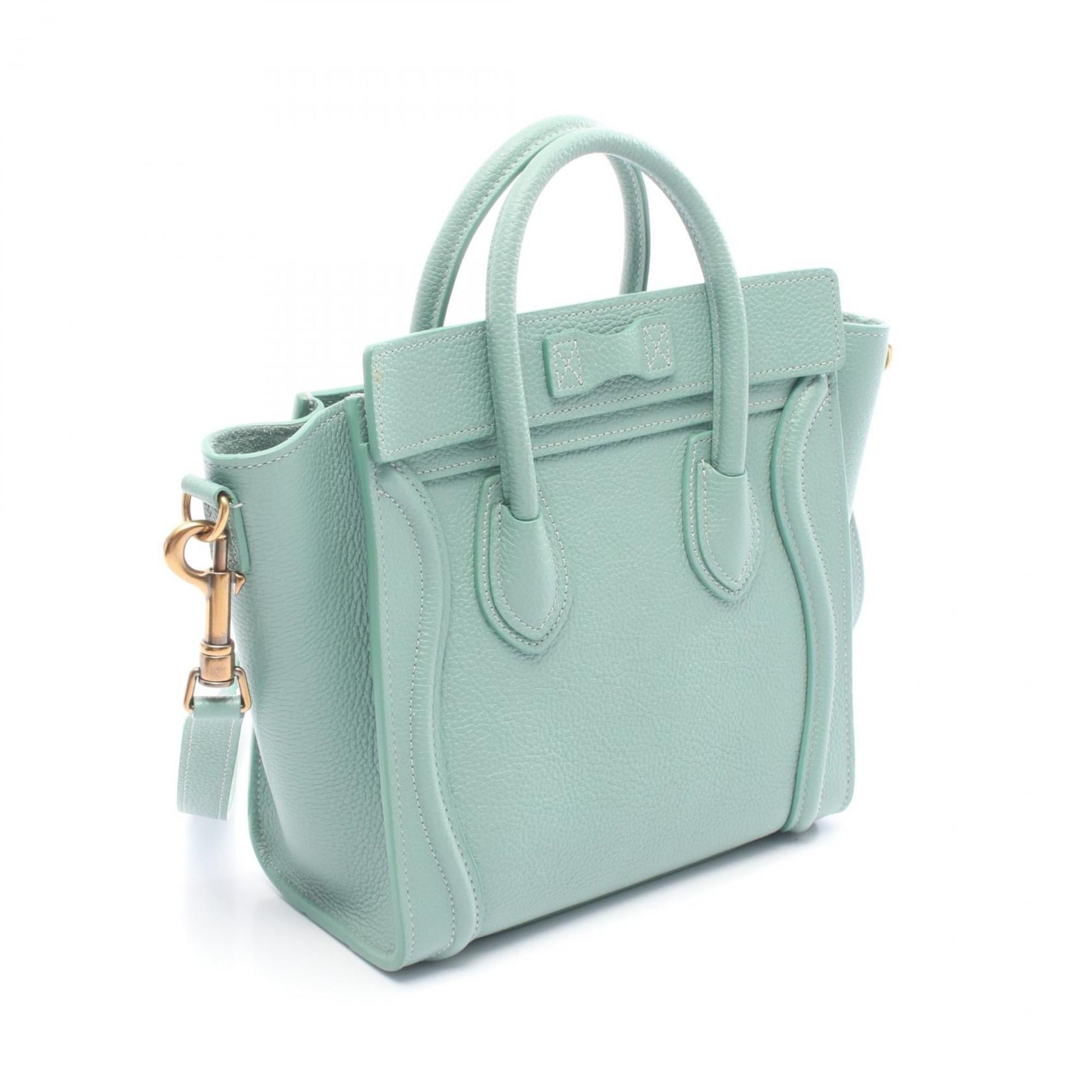 Celine Luggage Nano Shopper Handbag, Leather, Women's, Green