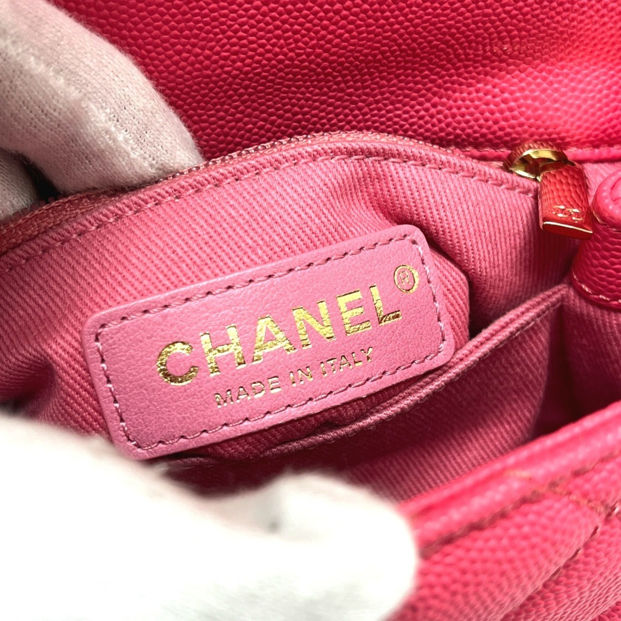 CHANEL AS2215 Coco Handle XXS/Coco 19 2-Way Handbag, Caviar Skin, Coral Pink, Like New — Like New